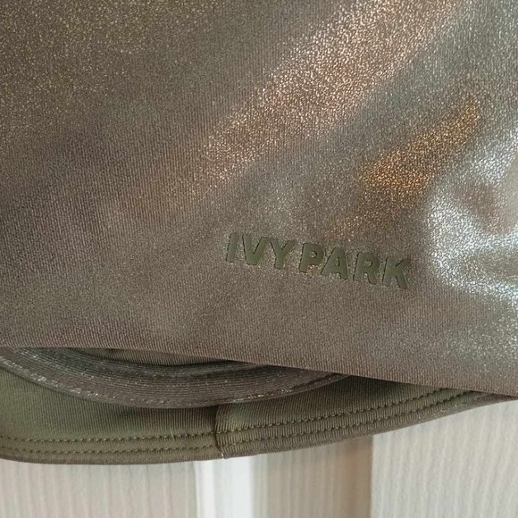 Adidas Ivy Park  | Metallic Olive Green Swim Top with Cut Out & Open Mes… - Picture 8 of 14